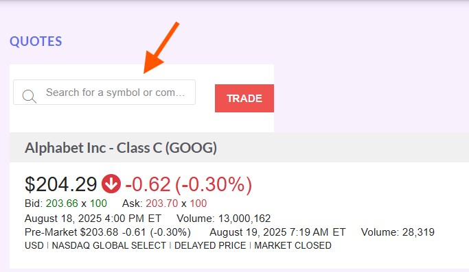 Stock Quote Search